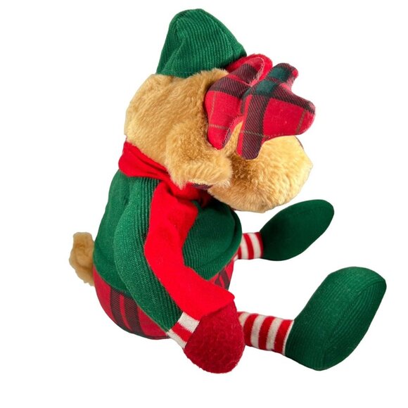 VTG 1995 Avon Reindeer Moose Plush Plaid Antlers Scarf Hat Stripped Stockings - Picture 5 of 9